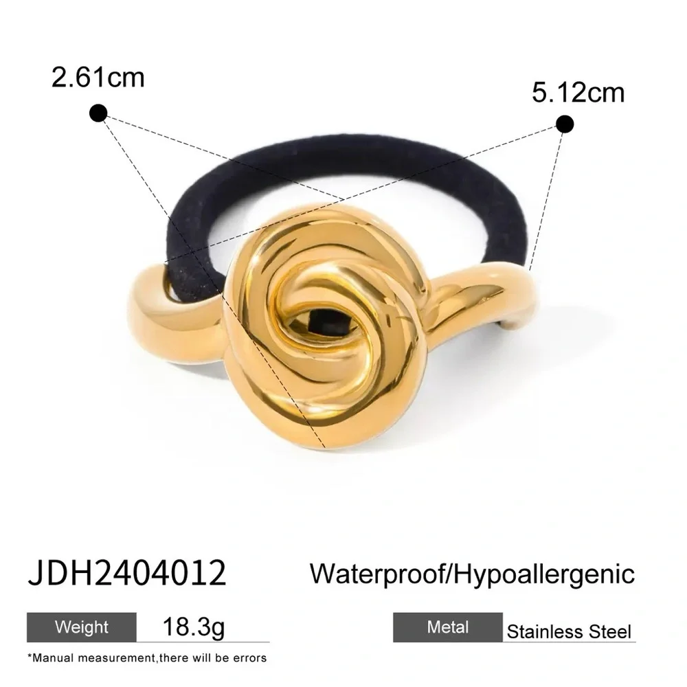 18K Gold Plated Stainless Steel Spiral Rose Knot Hair Tie Ponytail Cuff